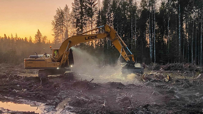 Полевые испытания мульчера в Карелии